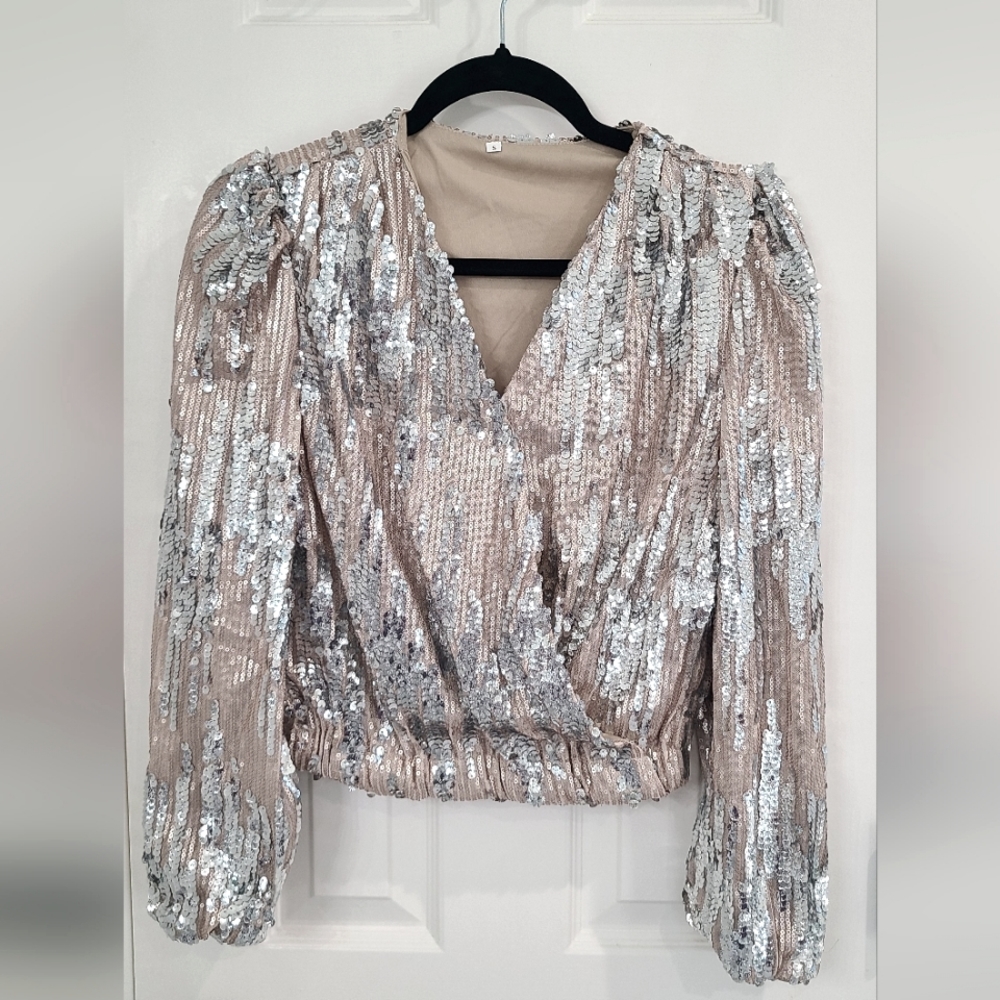 Long sleeve sequin top